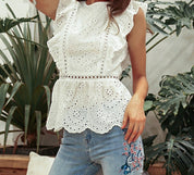 Luna’s - Vrouwen Witte Kanten Top
