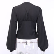 Noor’s - Vrouwen V-Hals Longsleeve Top met Knopen