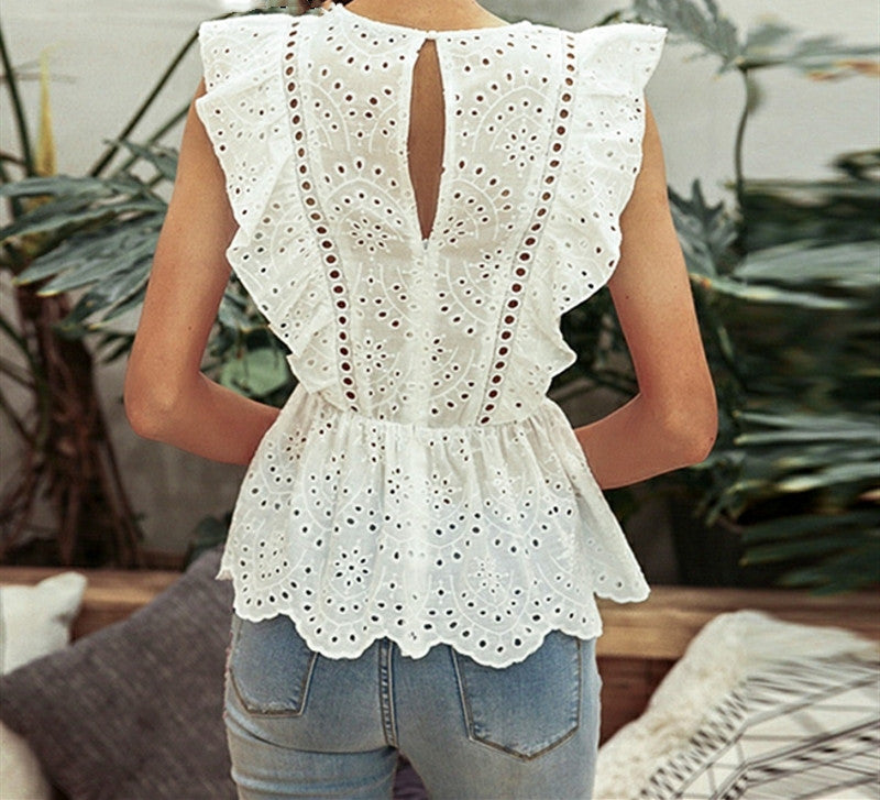 Luna’s - Vrouwen Witte Kanten Top