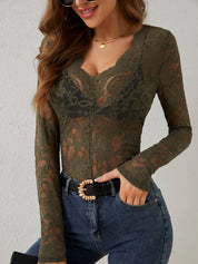 LaBellaa's Elegante Kantentop met V-hals voor Dames