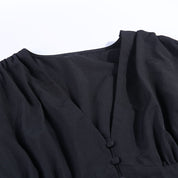 Noor’s - Vrouwen V-Hals Longsleeve Top met Knopen