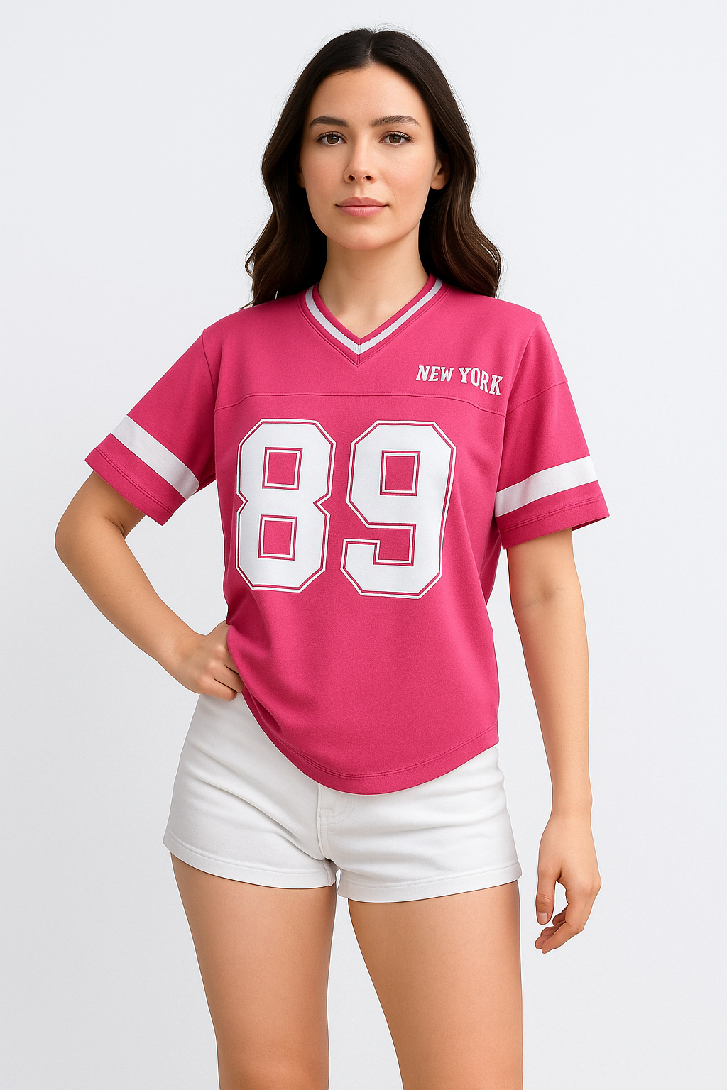LaBellaa's '89' V-hals T-shirt - Relaxed Sporty Stijl