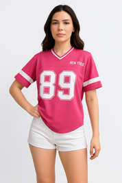 LaBellaa's '89' V-hals T-shirt - Relaxed Sporty Stijl